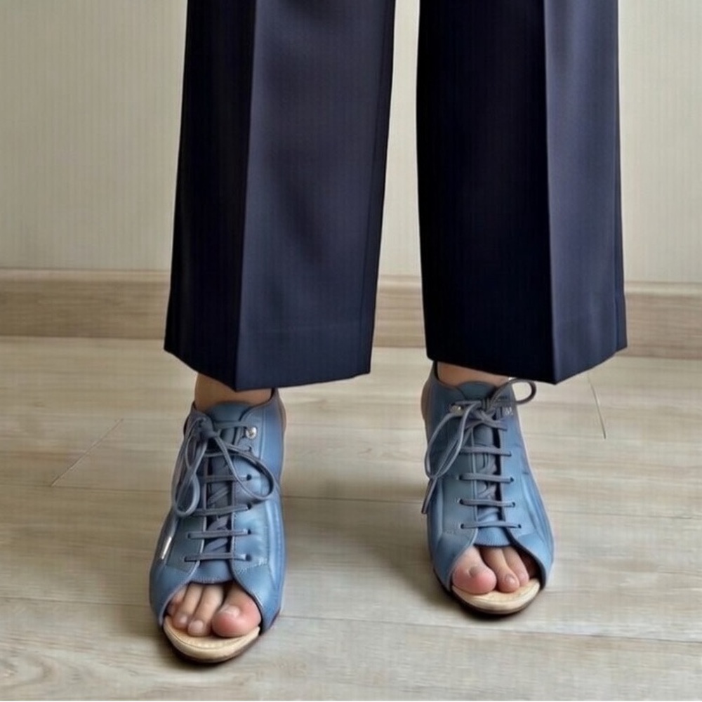 Tods Slingback Style Peep Toe Lace Up Heels, 9.5